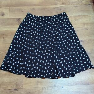 Royal Monk A-Line Knee Length Hearts Print Pockets Black Skirt sz 2XL